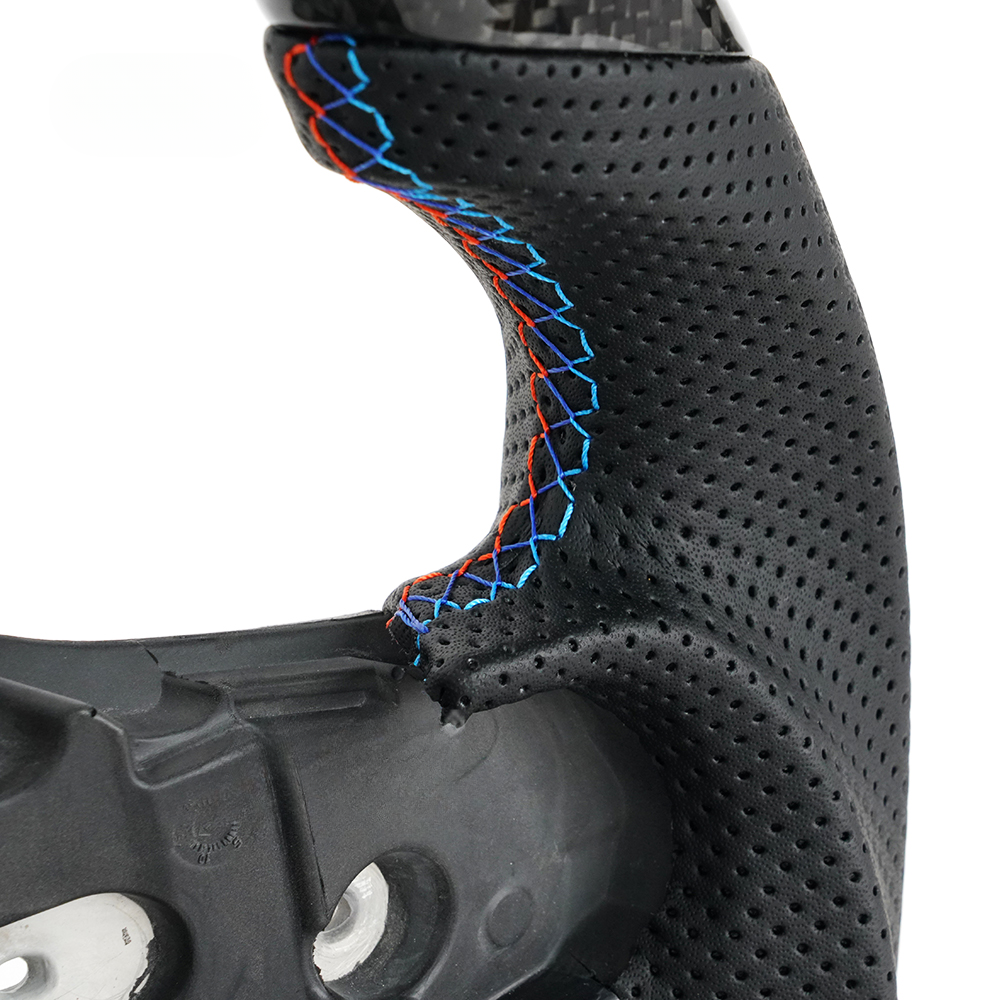 Vekto real carbon fiber steering wheel for BMW G20 G21 G22 G28 G29 M3 G80, showcasing sleek carbon fiber finish and ergonomic design.