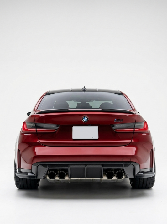 BMW 3 Series G80 M3 G82 G83 M4 Euro style carbon fiber rear diffuser by K2 Industries, designed for 2019-2024 models.