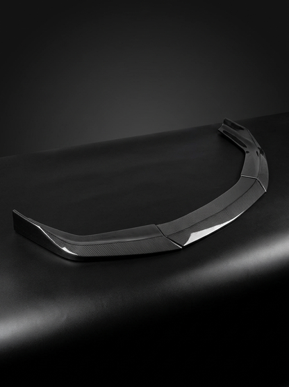 BMW 5 Series F90 M5 LCI CS Style carbon fiber front lip by K2 Industries, showcasing its sleek, aerodynamic design on a 2021+ model.