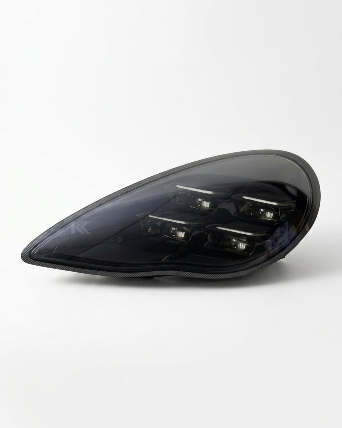 K2 Industries Porsche Panamera 970.1 LED headlight assembly with dual-color DRL, 2010-2013 model, showing the front view.