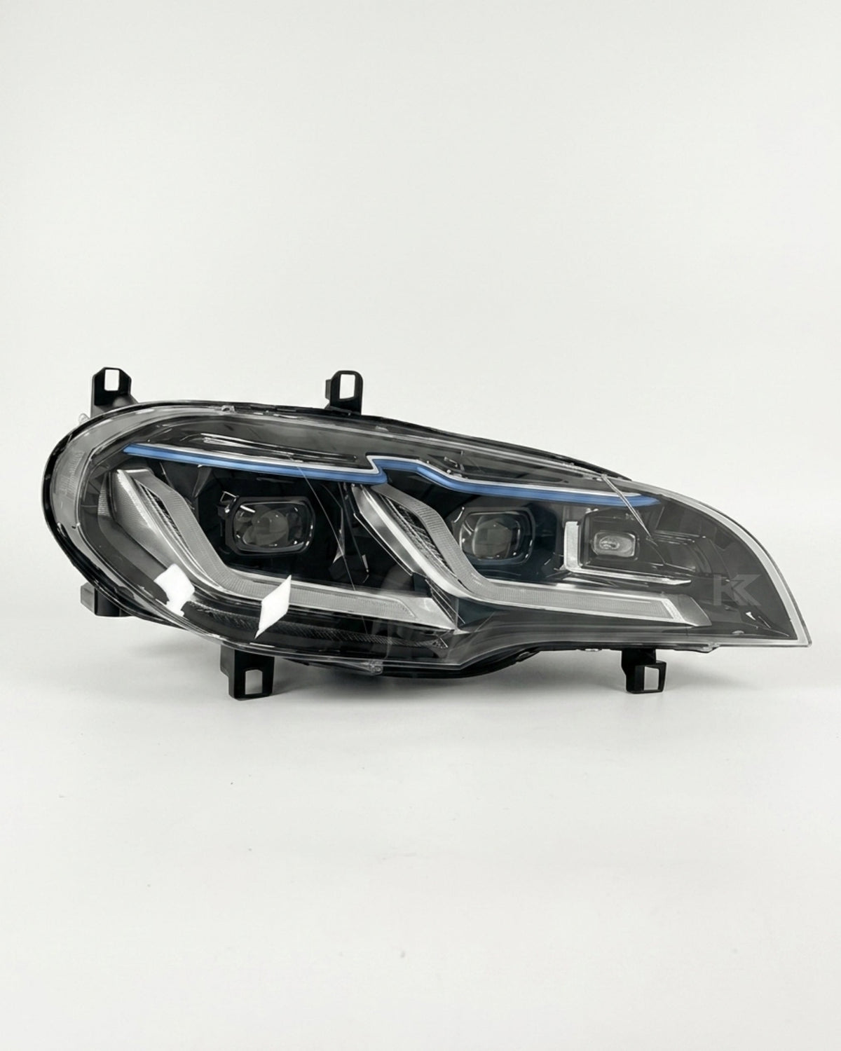 BMW X5 E70 LED headlights upgrade by K2 Industries, showing close-up of sleek, modern headlight design for model years 2007-2013.