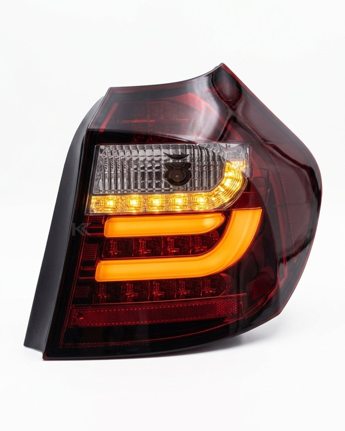 BMW 1 Series E87 E81 120i 130i LED tail lights upgrade by K2 Industries, showing a close-up of the sleek, modern tail light design.