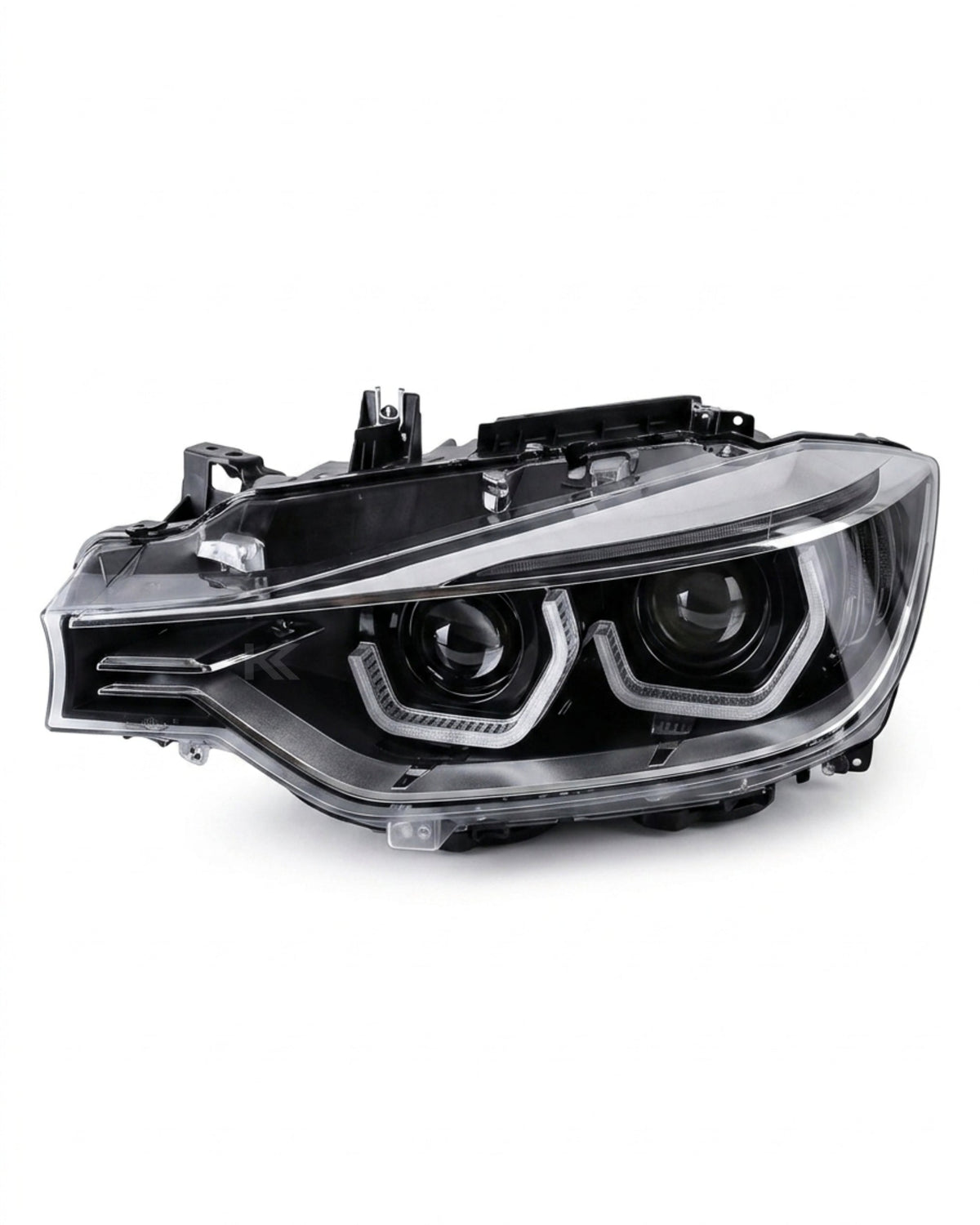 BMW 3-Series F30 F35 modern style LED headlights by K2 Industries, showing sleek headlight design with LED light strips.