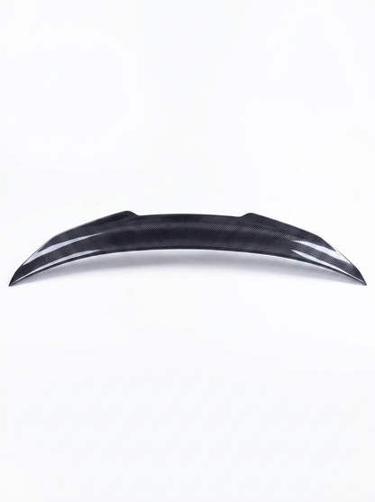 BMW 3 Series G20 G28 G80 M3 carbon fiber trunk spoiler by K2 Industries, showcasing sleek, aerodynamic design for sporty look.