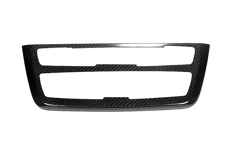 BMW 3 Series F30 carbon fiber radio cover trim by K2 Industries, interior accessory with sleek carbon fiber finish.