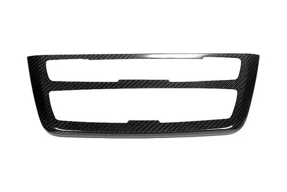 BMW 3 Series F30 carbon fiber radio cover trim by K2 Industries, interior accessory with sleek carbon fiber finish.