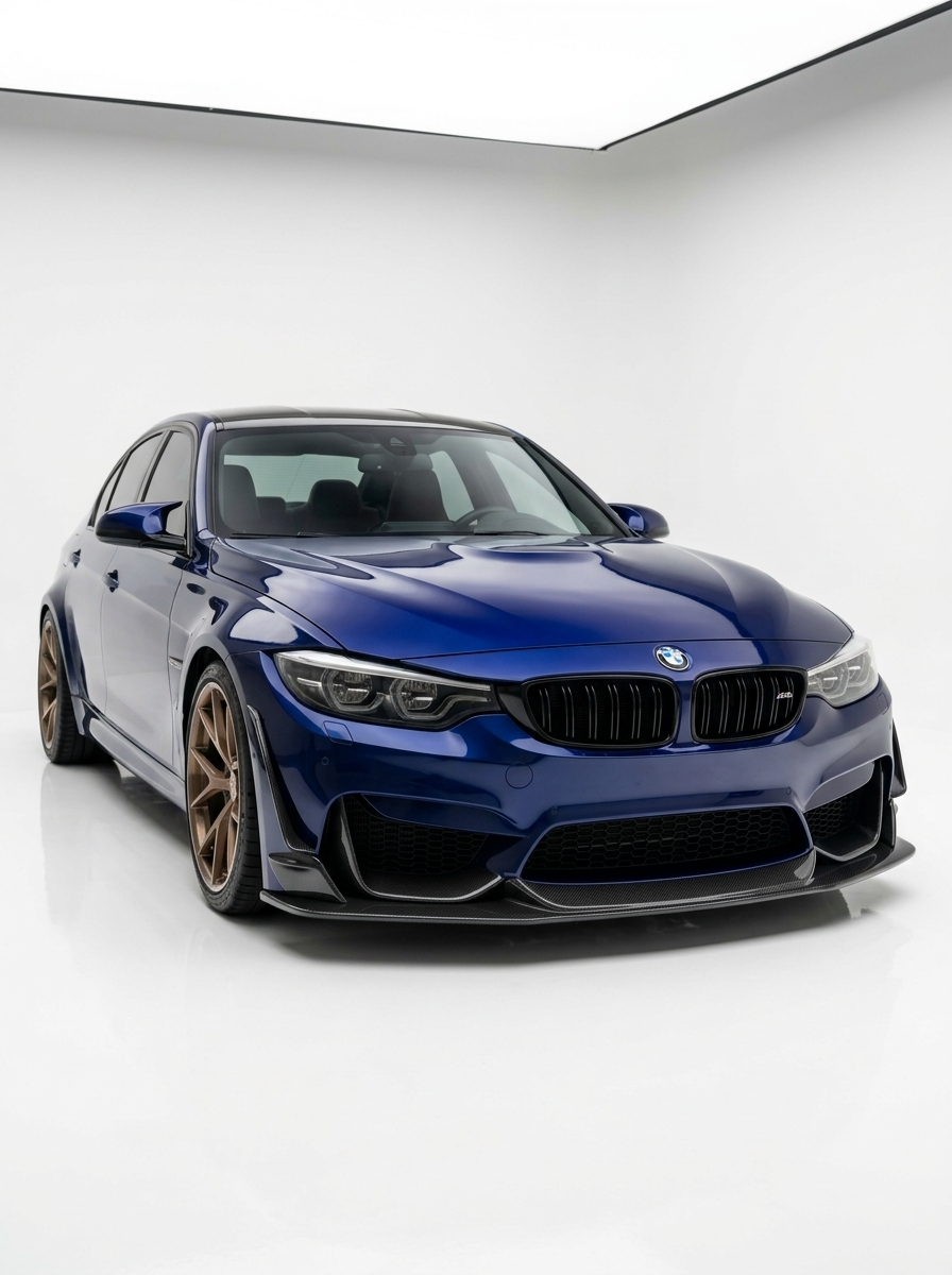 K2 Industries BMW 3 Series F80 M3 F82 F83 M4 carbon fiber front lip, sporty aerodynamic design for 2015-2021 models