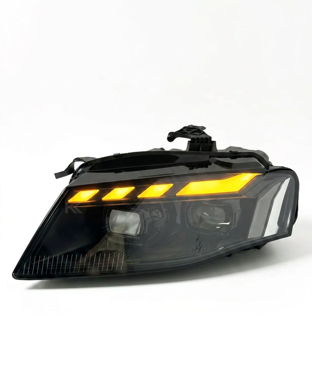 K2 Industries Audi A4 RS style LED headlight assembly with daytime running lights for 2008-2012 model, showing the front view.