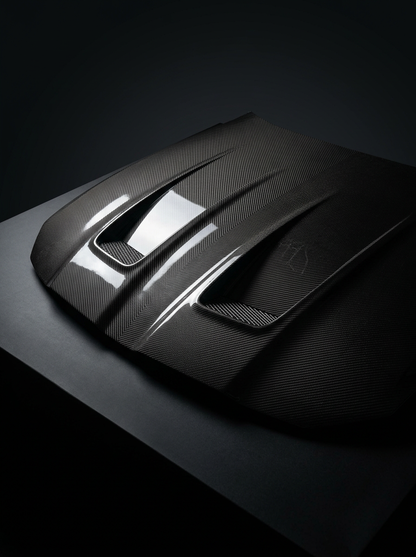 K2 Industries carbon fiber hood for BMW 3 Series G80 G81 M3 and 4 Series G82 G83 M4, lightweight front hood with aerodynamic design