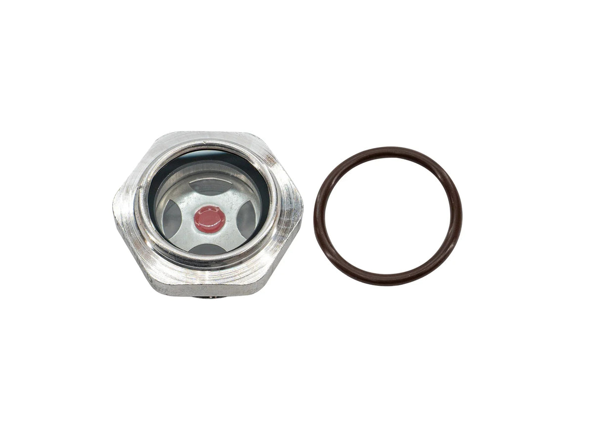 GoWesty cooling system sight glass for coolant expansion tank, showing clear view of coolant level in the tank.