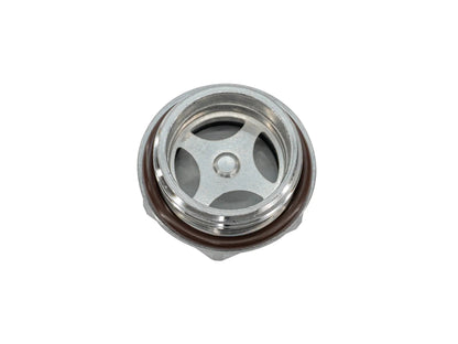 Black sight glass for coolant expansion tank in cooling system, designed for GoWesty vehicles.