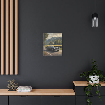 Vintage 1957 BMW 507 Roadster Canvas Wall Art | Countryside Mountain Road Canvas Print | Impressionist Classic European Sports Car Art for Living Room & Office