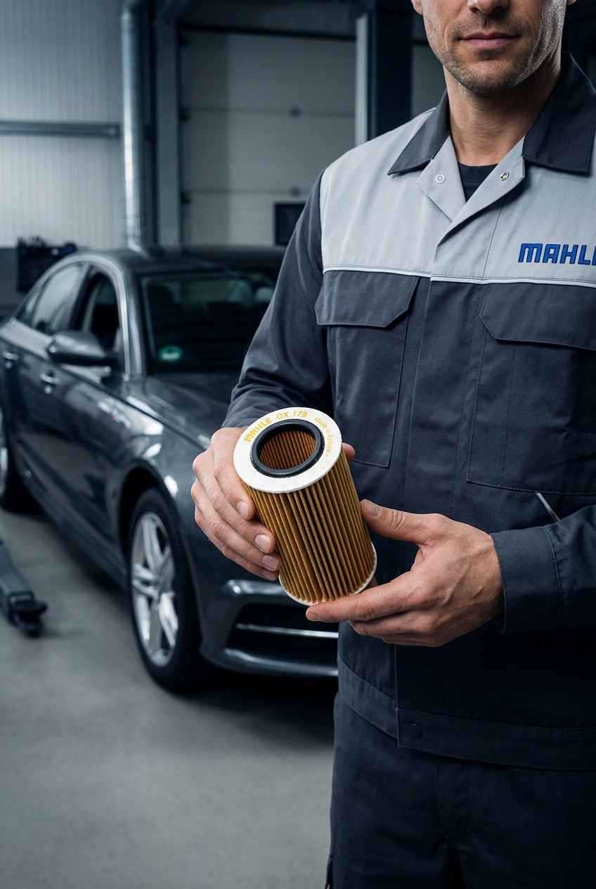 WorldPac MAHLE oil filter OX379D for Audi, VW, Porsche engine oil filtration, shown in the product image.