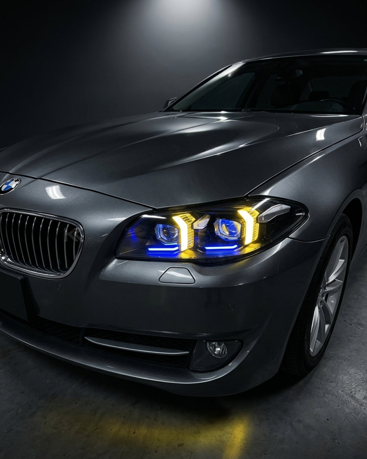 BMW 5 Series F10/F18 LED headlight assembly with high and low beam from K2 Industries, showing the detailed headlight unit.