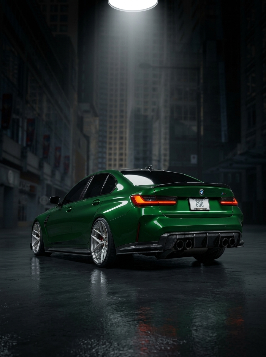 K2 Industries BMW 3 Series G80 M3 G82 G83 M4 Euro style carbon fiber rear diffuser for 2019-2024 models, showcasing sleek aerodynamic design.