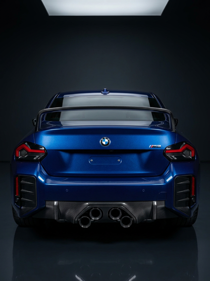 BMW 2 Series G87 M2 carbon fiber MP style wing by K2 Industries, showcasing sleek aerodynamic design and high-quality material.