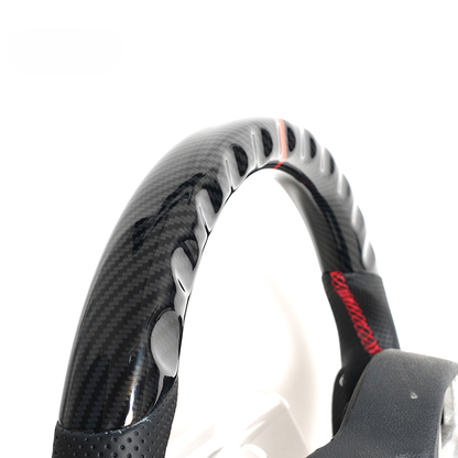 Vekto Hydro-Dip carbon fiber steering wheel for Volkswagen Golf GTI, Golf R, MK7/MK7.5 R-Line 2015-2019, close-up view of design
