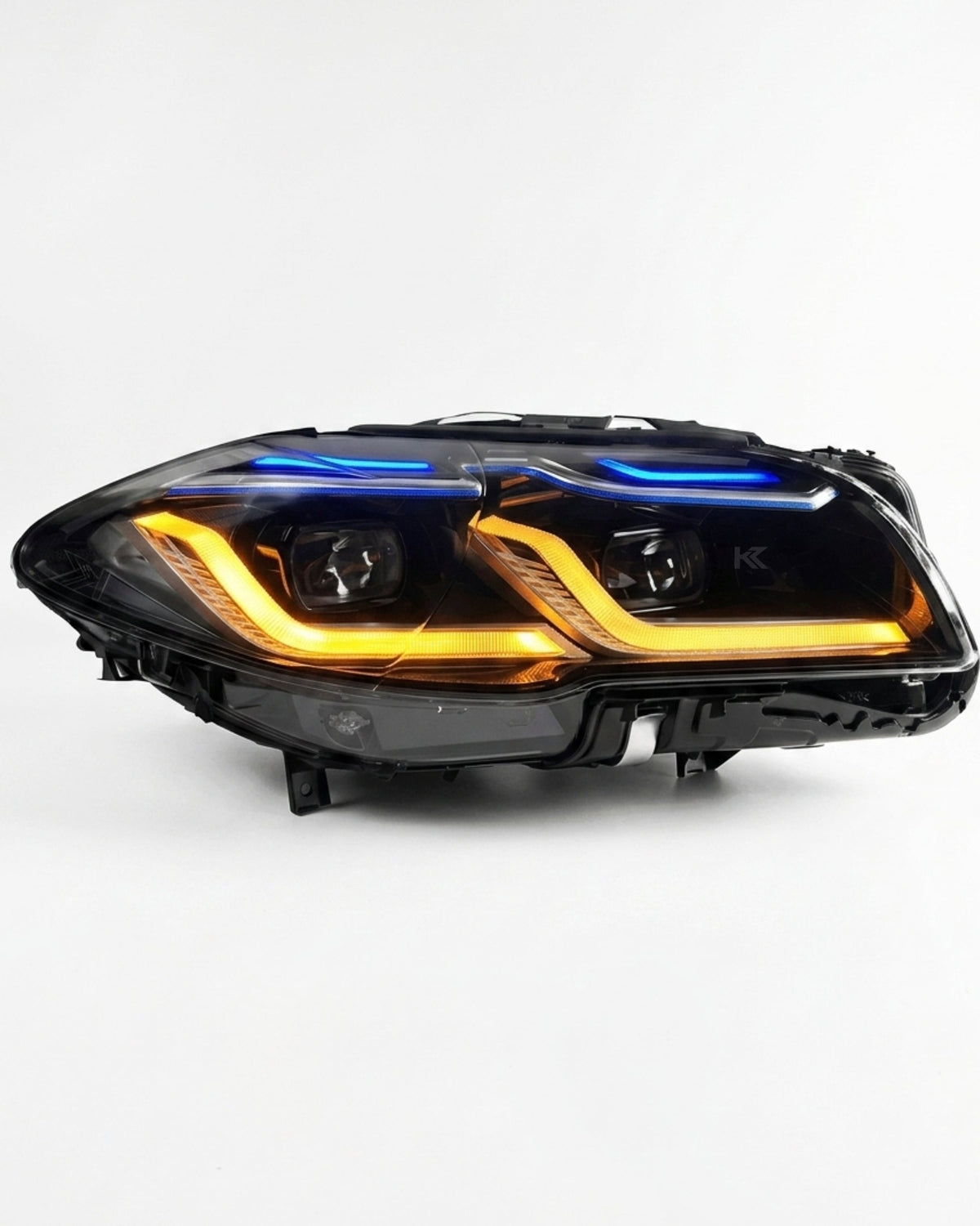 BMW 5-Series F10/F18 headlights by K2 Industries, new generation G30 style, showing the LED and reflector details.
