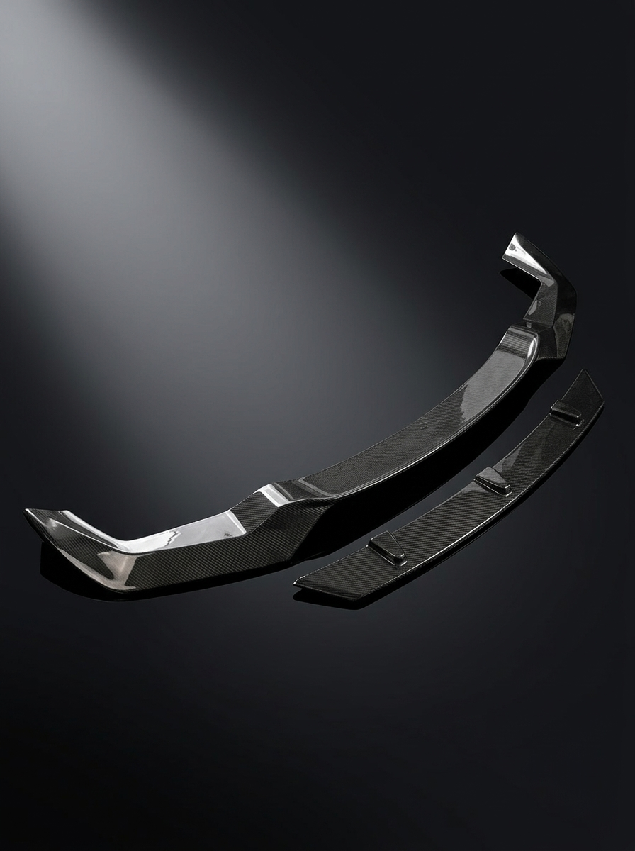 BMW 2 Series F87 M2 Carbon Fiber Front Lip by K2 Industries, lightweight aerodynamic front lip for 2016-2019 models.