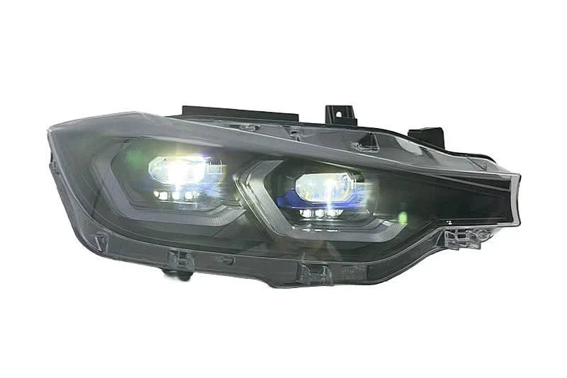BMW 3 Series F30 F35 F31 headlights by K2 Industries, modern laser style headlamps with sleek design for 2011-2019 models.