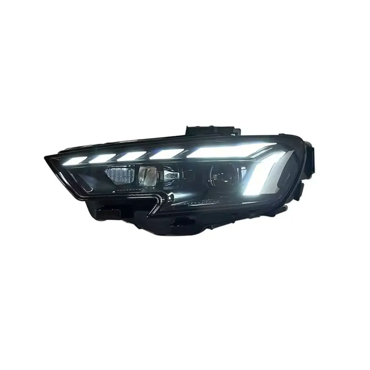 Audi A3 modern style LED headlights by K2 Industries, showcasing sleek design and bright illumination for 2017-2019 models.