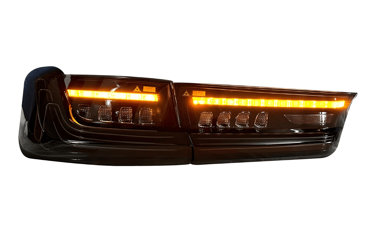 BMW 3 Series G20 G28 tail lights featuring red and smoked CSL style laser design by K2 Industries