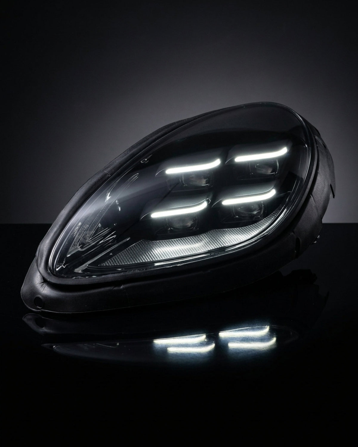 K2 Industries LED headlight assembly for Porsche Macan 95B, with daytime running lights, 2014-2020, upgrade to 95B.3 style.