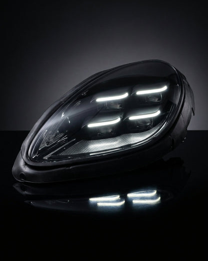 K2 Industries LED headlight assembly for Porsche Macan 95B, with daytime running lights, 2014-2020, upgrade to 95B.3 style.