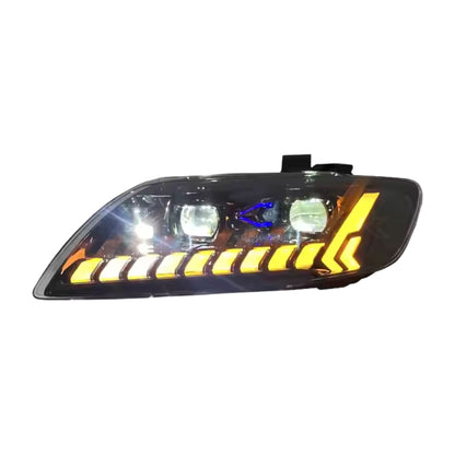 Audi Q7 full LED projector headlights by K2 Industries, showcasing sleek headlight assemblies for models 2006–2015.