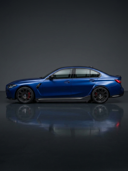 BMW 3/4 Series G80 G81 G82 G83 MP Style carbon fiber side skirts by K2 Industries, featuring sleek, textured carbon fiber finish.