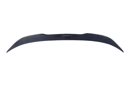 BMW 3 Series G20 G28 G80 M3 carbon fiber trunk spoiler by K2 Industries, showcasing sleek, aerodynamic design on a black vehicle.