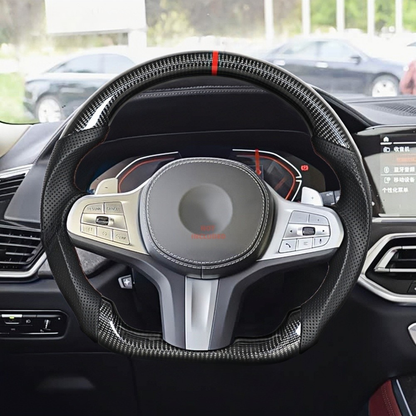Vekto real carbon fiber M Sport steering wheel for BMW G30 G32 G38 G11 G12 G14 G15 G05 G07 models, non-heated, sleek racing design