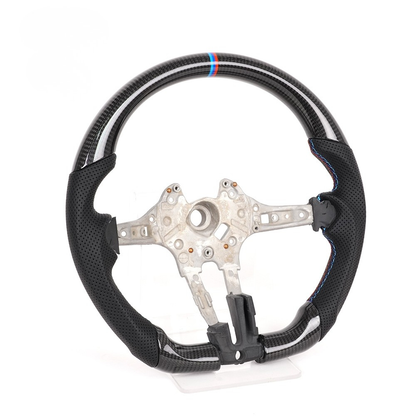 Vekto real carbon fiber M Sport steering wheel for BMW F90 M5, F10 5 Series, F07 GT, F11 Touring, and F Series interior.