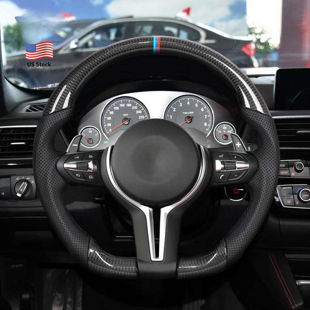 Vekto carbon fiber steering wheel for BMW F30 F-Series, showcasing sleek black and carbon fiber design with ergonomic grip