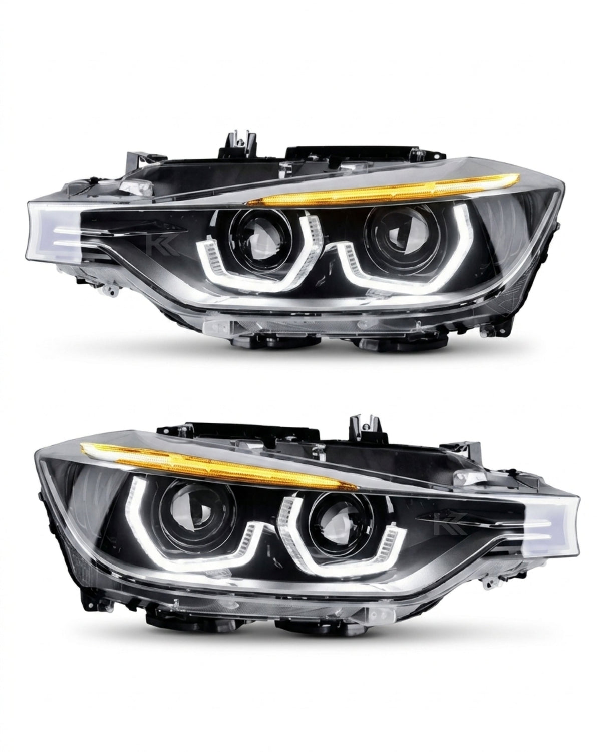 BMW 3-Series F30 F35 modern style LED headlights by K2 Industries, showing sleek headlamp design with LED accents.