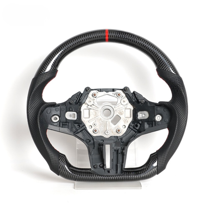 Vekto real carbon fiber steering wheel for BMW G20 G21 G22 G28 G29 M3 G80, showing sleek black finish and detailed grip design.