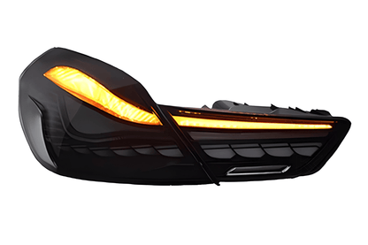 BMW 6 Series F12 F13 F06 smoke and red GTS OLED style tail lights by K2 Industries, showcasing sleek automotive lighting design.