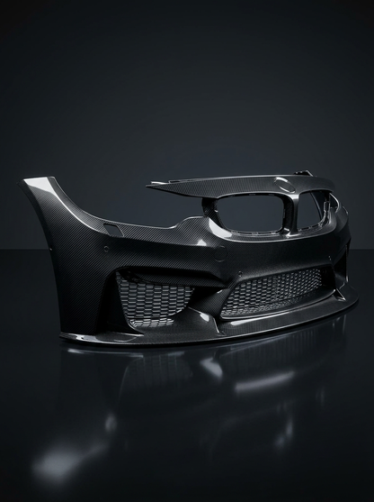 BMW 3 Series F80 F82 F83 carbon fiber front bumper by K2 Industries, showcasing the sleek, aerodynamic design for 2011-2019 models.