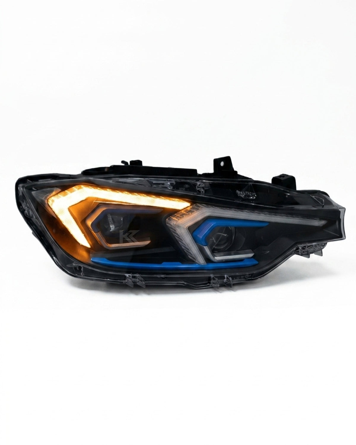 BMW 3-Series F30 F35 LED headlights by K2 Industries, showing sleek headlight assembly with modern laser V2 technology