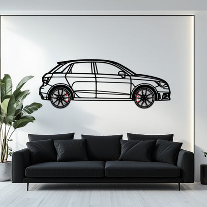 Audi A1 Metal Car Wall Art with Rotating Wheels - Handmade Car Silhouette Decor - Automotive Wall Art for Petrolheads-KAFMEKA094
