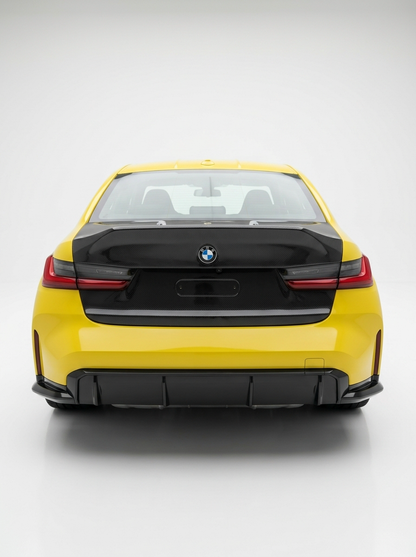 BMW 3 Series G80 M3 CSL style carbon fiber trunk by K2 Industries, showcasing lightweight, glossy carbon fiber material and sleek design.