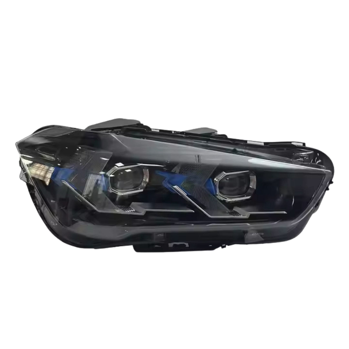 BMW X1 F48 arrow style LED headlights by K2 Industries, showing sleek headlights with modern LED design for 2016-2022.
