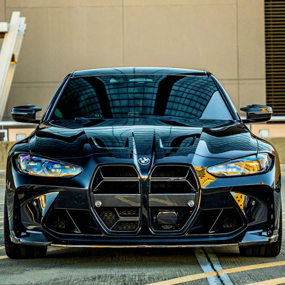 Carbon fiber kidney grille for BMW G80 M3 and G82 M4 by Palenon Performance, featuring a CSL style design.