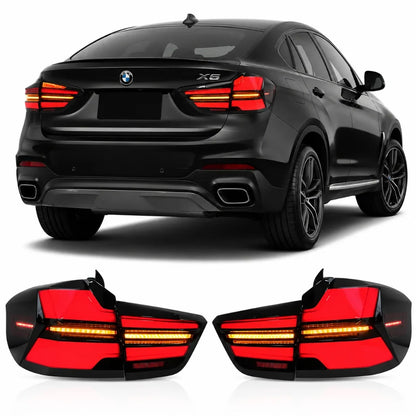 Vekto BMW F16 LED tail lights rear lamp assembly with multiple LED bulbs, designed for 2014-2019 models, plug and play installation