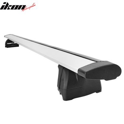 K2 Industries roof rack cross bars for Audi Q5, Q7, BMW X1 SUVs, 47-inch cargo carrier roof racks installed on vehicle roof.
