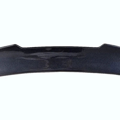 BMW 3 Series F30 F35 M3 F80 sedan carbon fiber trunk spoiler by K2 Industries, showing sleek aerodynamic design and glossy finish.