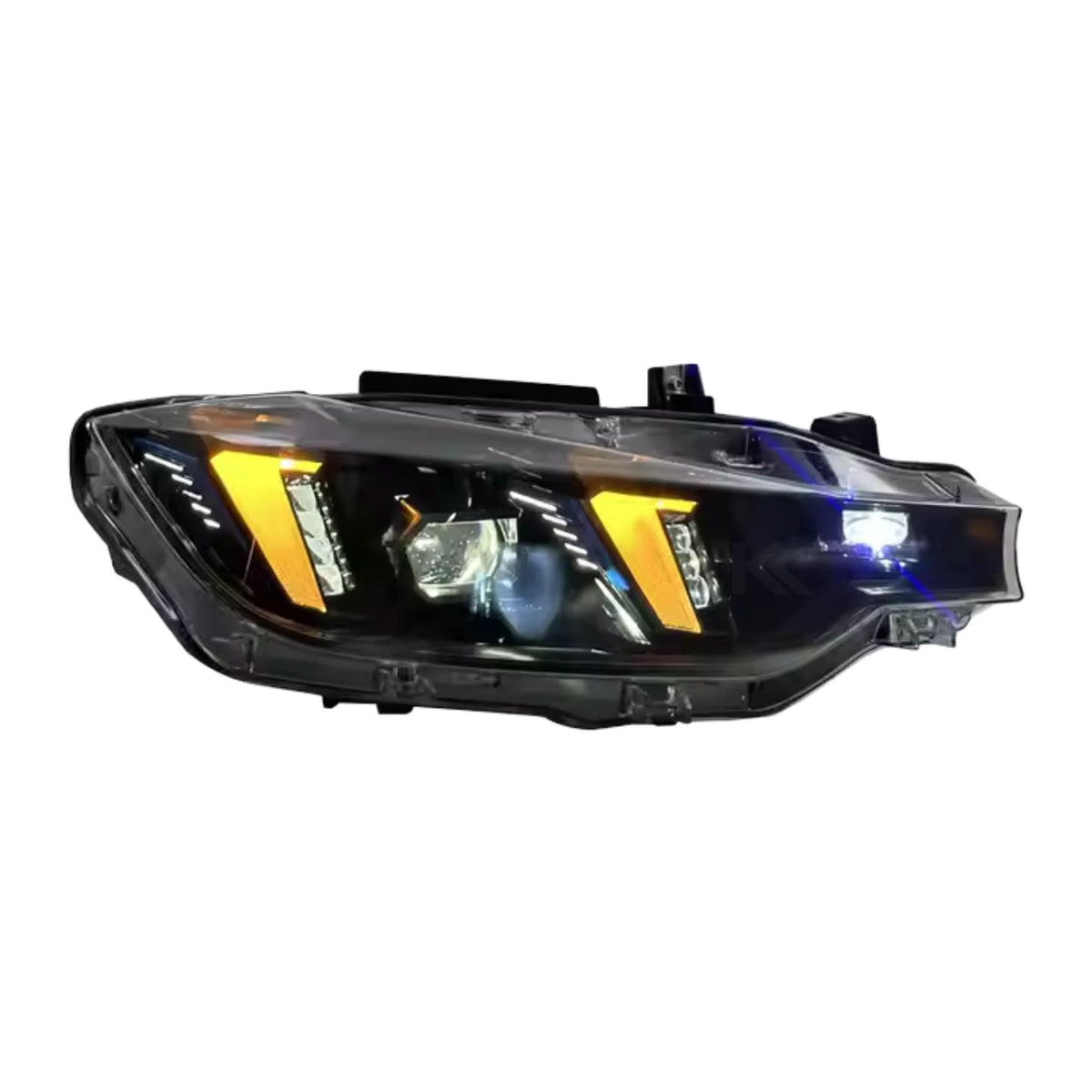 BMW 3 Series F30 Snake Eyes LED headlights by K2 Industries, showing the sleek headlight design with LED accents for model years 2011-2019.