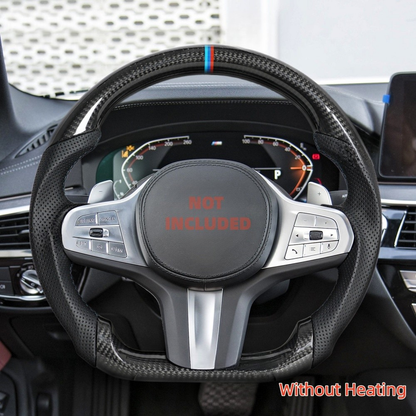 Vekto M Sport carbon fiber heated LED steering wheel for BMW G Series F90 2018+, showing the sleek design and LED controls.