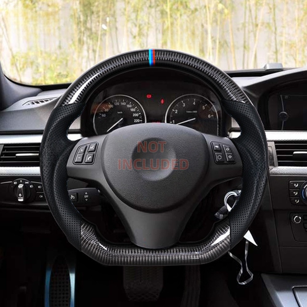 Vekto real carbon fiber steering wheel for BMW E90 E92 E93 M3 328i 335i 135i 2009-2013, close-up of wheel surface