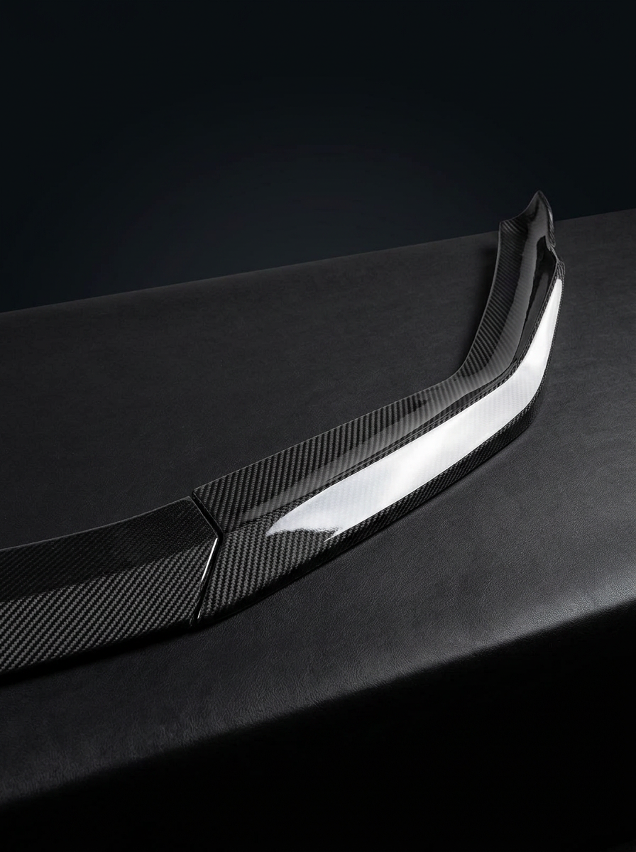 BMW 5 Series F90 M5 LCI CS Style carbon fiber front lip by K2 Industries, showcasing sleek aerodynamic design for 2021+ models.
